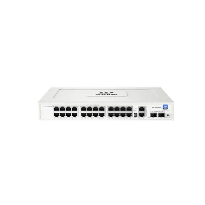 [WK-PS328GF] Switch 24 portas PoE de 10/100/1000 Mbps, 2 portas de uplink RJ45 de 10/100/1000 Mbps e 2 slots SFP de 1000 Mbps