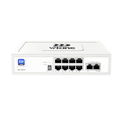 [WK-PS210 V2] Switch 8 portas PoE 10/100Mbps, 2 portas de uplink RJ45 10/100Mbps