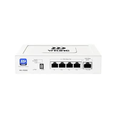 [WK-PS305 V2] Switch 4 portas PoE de 1000 Mbps e 1 porta de uplink RJ45 de 1000 Mbps.
